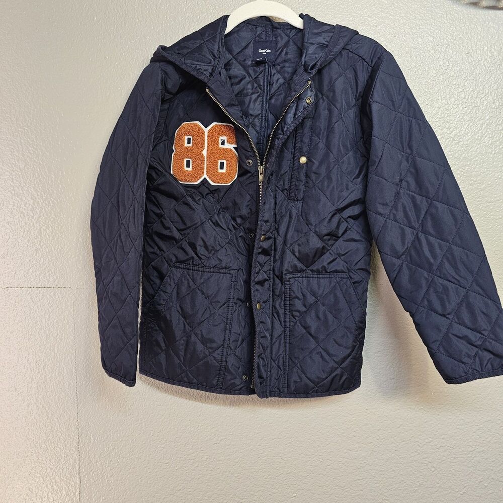 Gap Kids Girls L Navy Quilted Jacket #86 Varsity Preppy Casual School Wear FF453